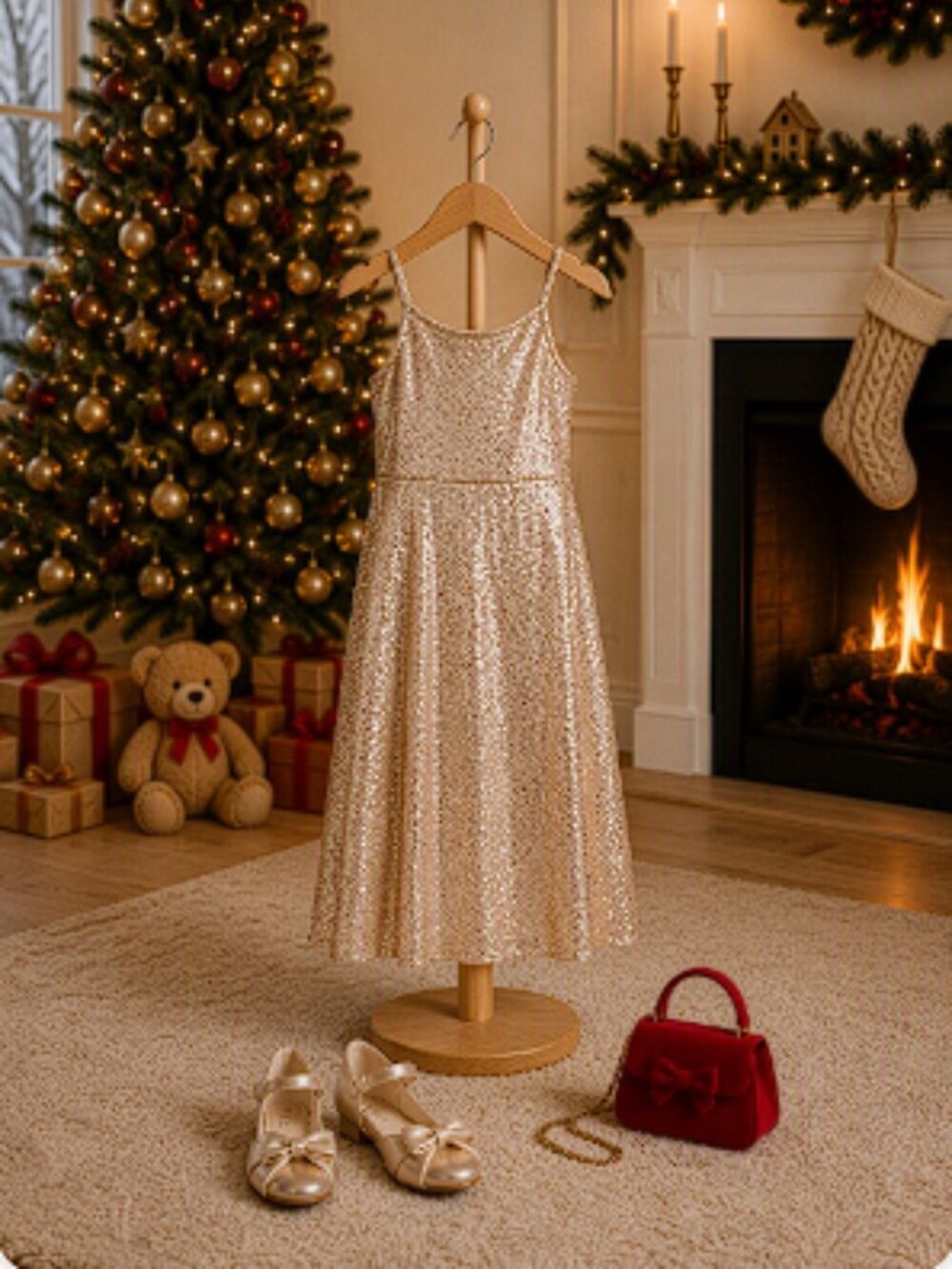 HOLIDAY Girls Hazel Sequin Dress in Rose Gold